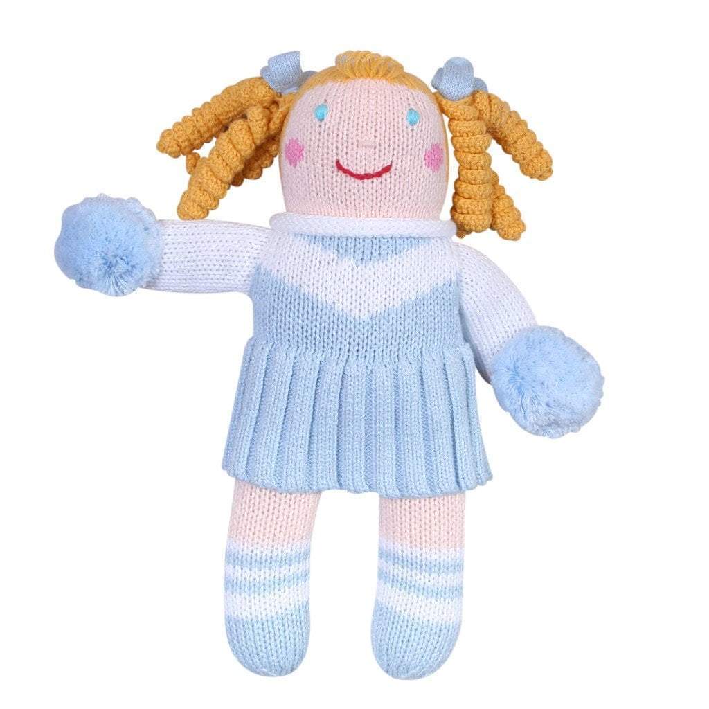 Cheerleader Knit Doll - Light Blue & White - Petit Ami & Zubels All Baby! Toy