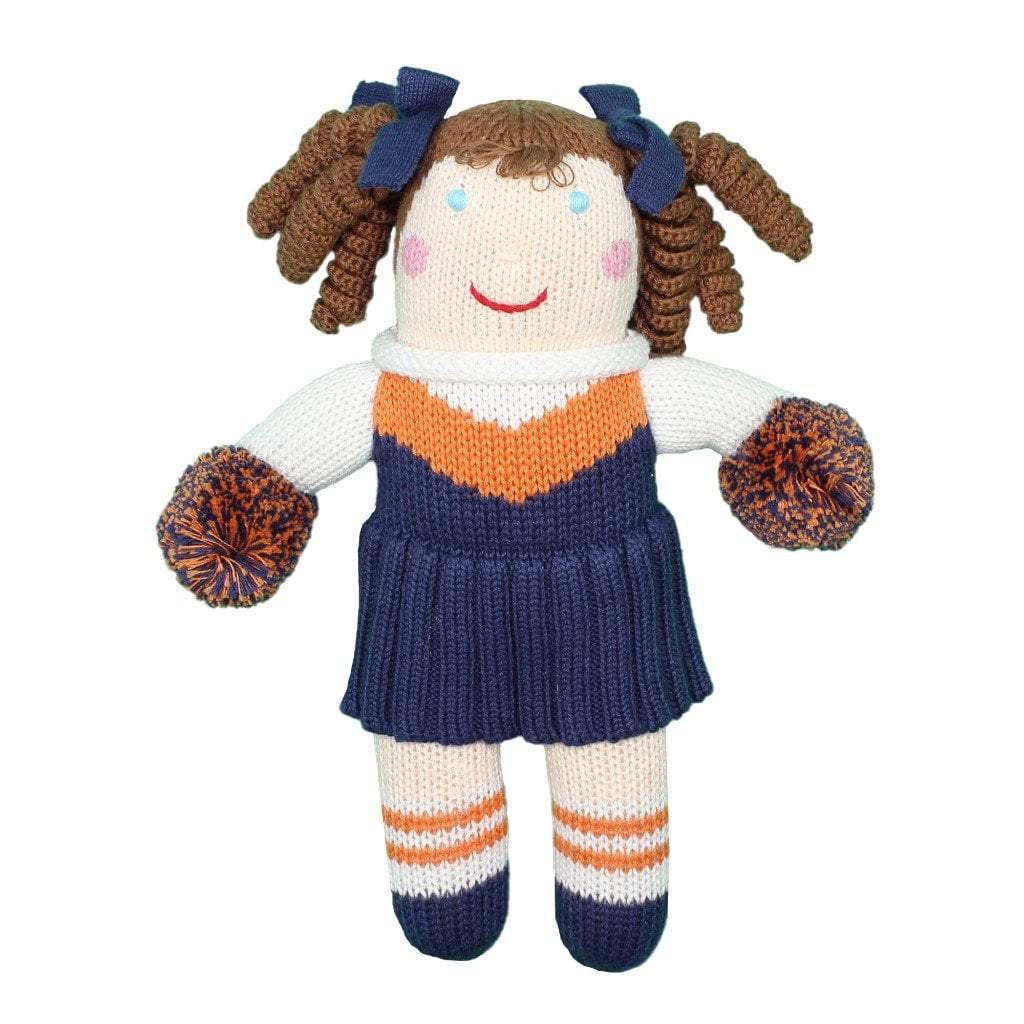 Cheerleader Knit Doll - Orange & Navy - Petit Ami & Zubels All Baby! Toy