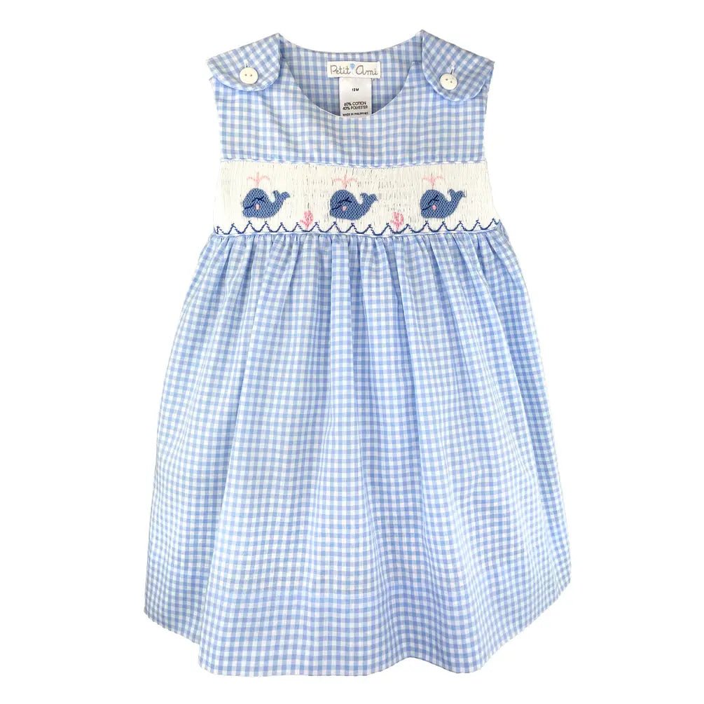 Whale Picture Smocked Sundress - Petit Ami & Zubels All Baby! Dress