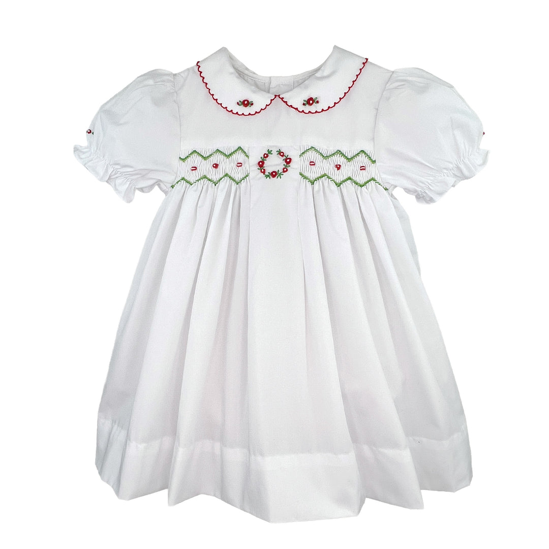 Embroidered Holiday Smocked Dress