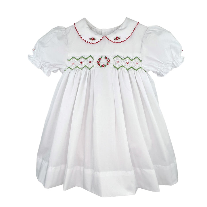 Embroidered Holiday Smocked Dress
