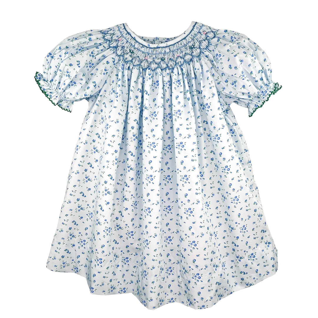 Floral Print Bishop Smocked Dress