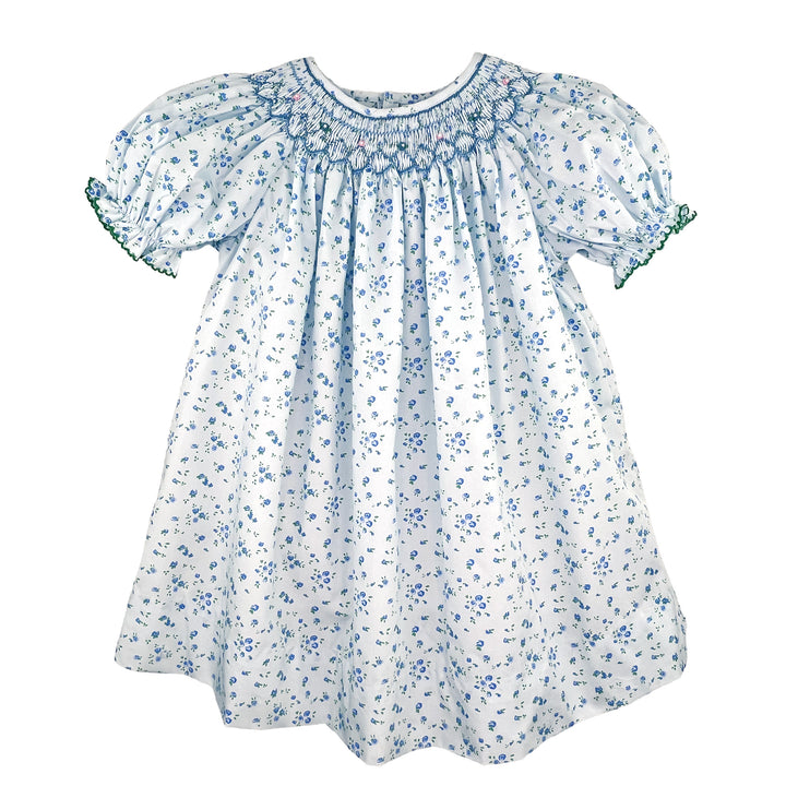 Floral Print Bishop Smocked Dress