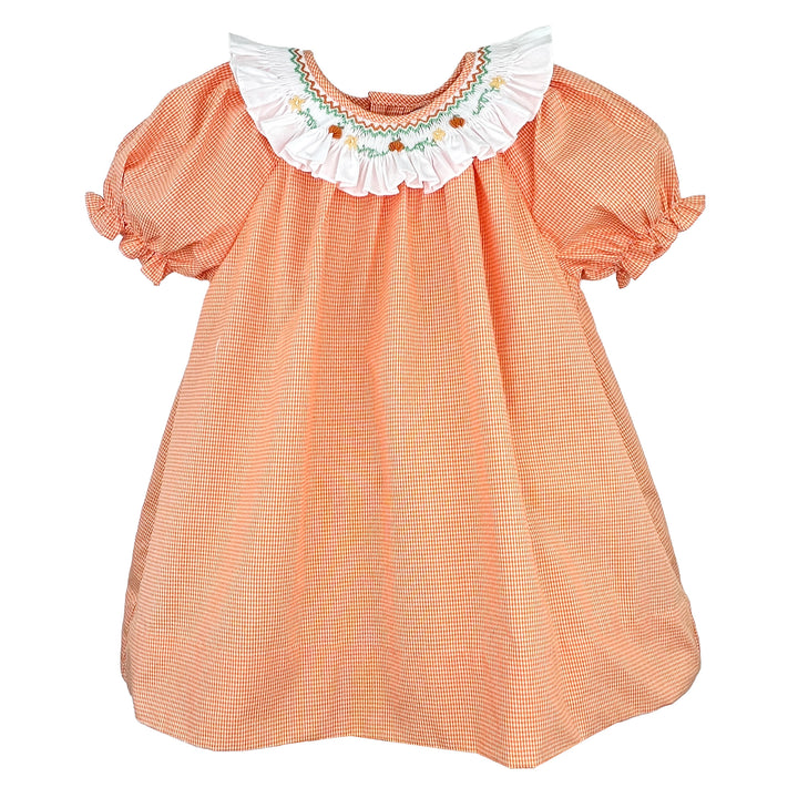 Dress with Smocked Collar and Bullion Pumpkins