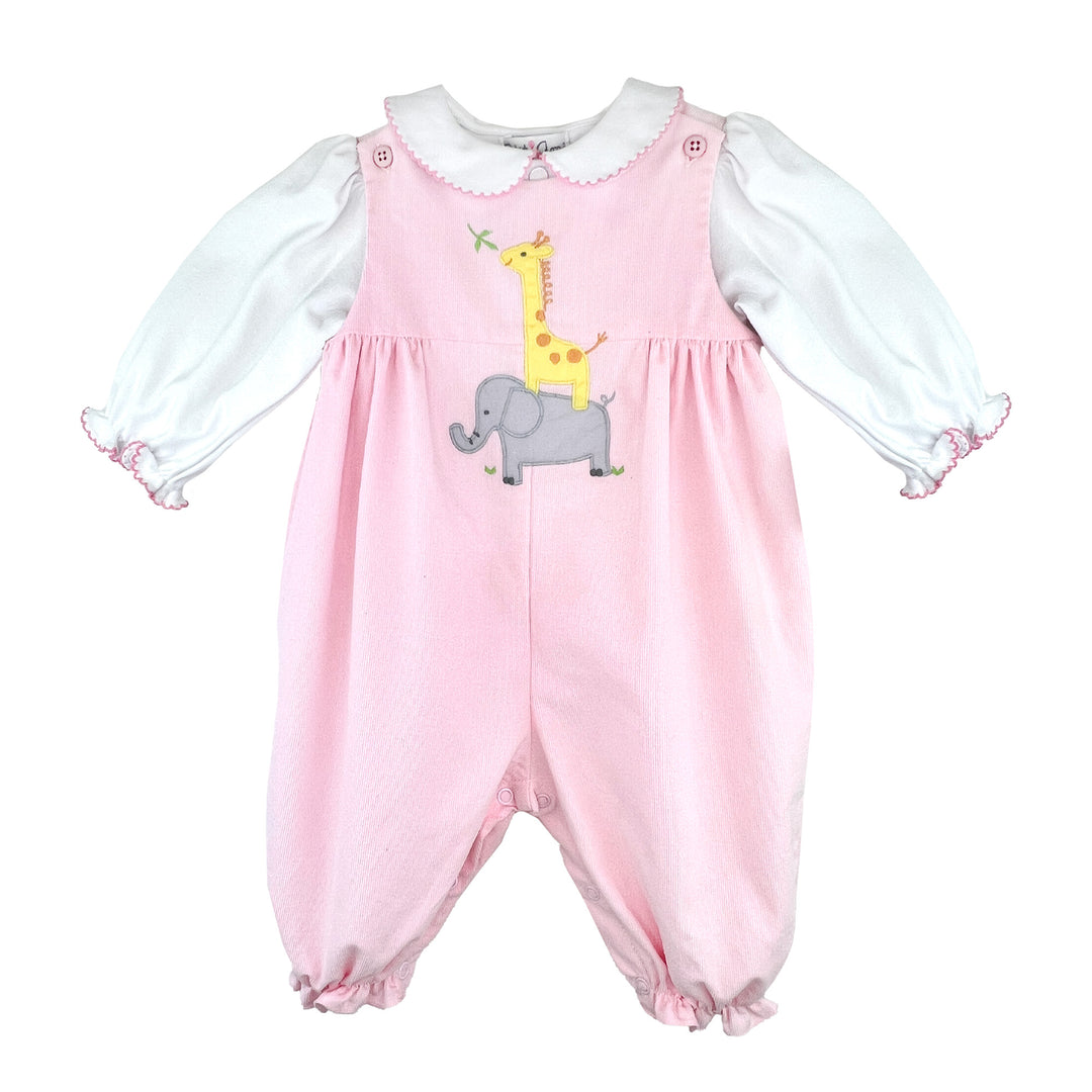Stacked Animal Applique Longall in Pink