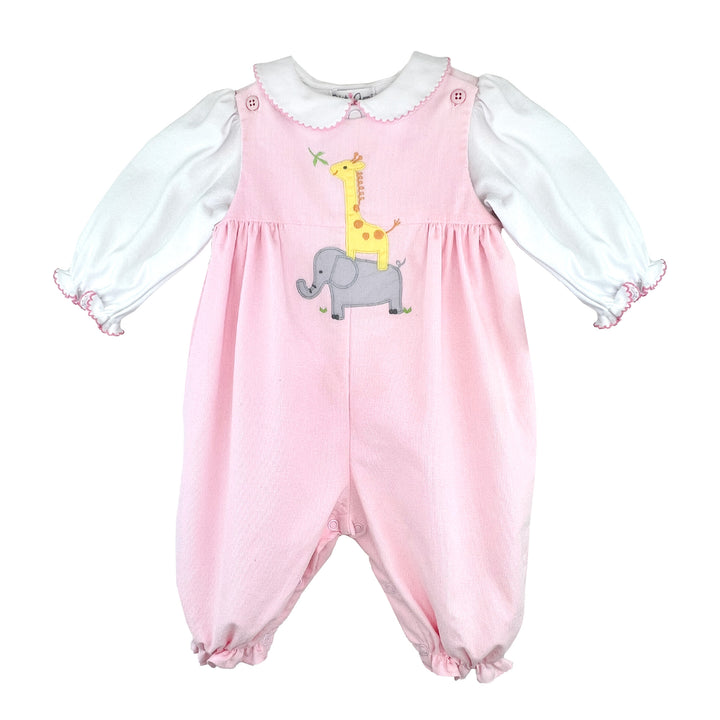 Stacked Animal Applique Longall in Pink