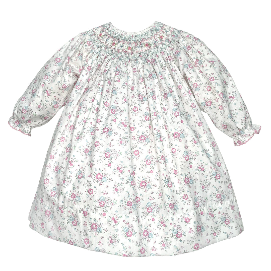 Hand Bishop Smocked Floral Print Dress