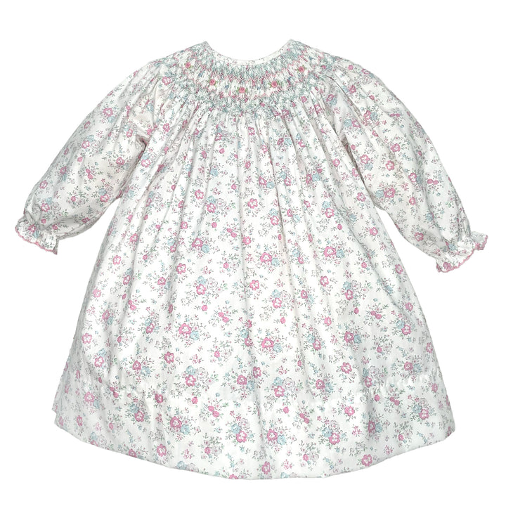 Hand Bishop Smocked Floral Print Dress