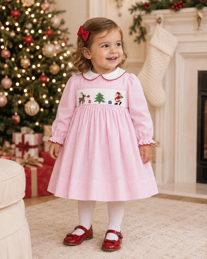 Hand Picture Smocked Christmas Dress