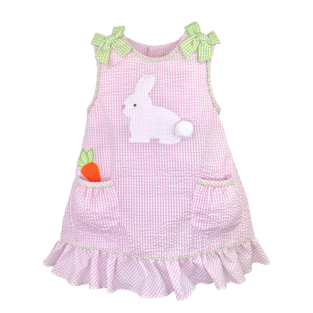 Sun Dress with Bunny Applique and Carrot Pockets | Petit Ami Girls