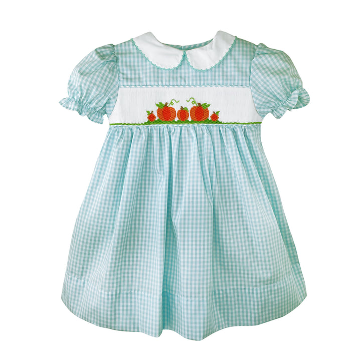 Fall Pumpkin Dress with Hand Picture Smocking