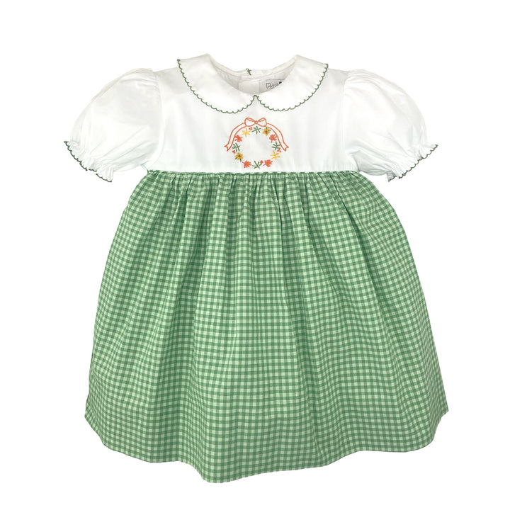 Fall Wreath Hand Embroidered Dress