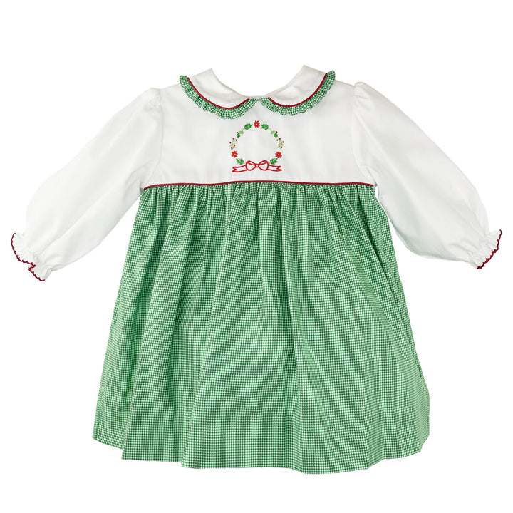 Holiday Wreath Hand Embroidered Dress