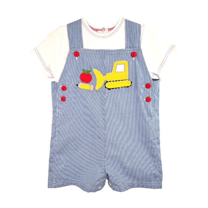 Shortall &amp; Shirt with Apple &amp; Bulldozer Applique