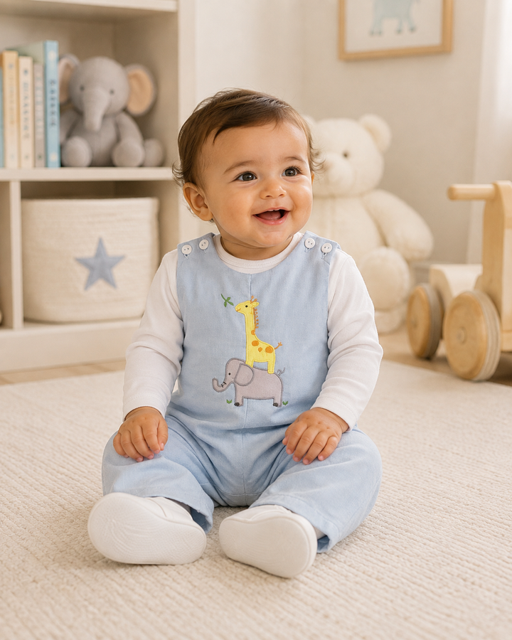 Stacked Animal Applique Longall in Blue