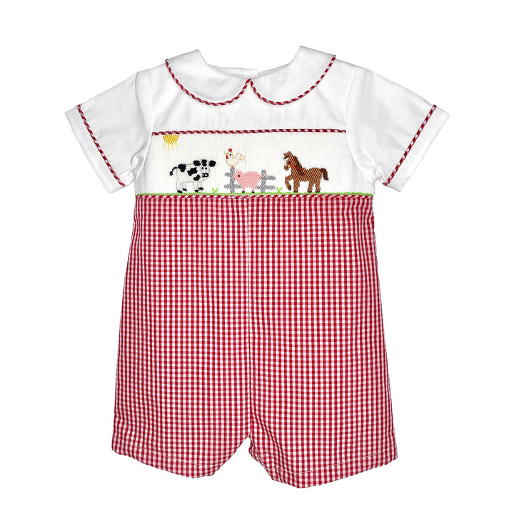 Hand Picture Smocked Farm Animal Romper