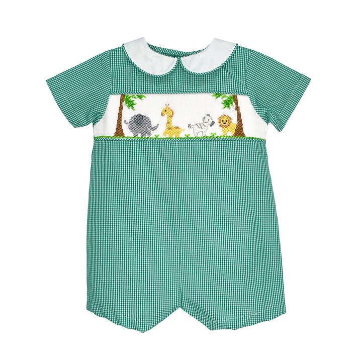 Hand Picture Smocked Safari Animal Romper