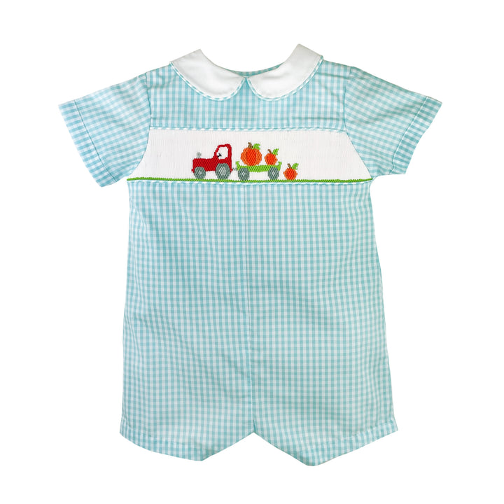 Fall Pumpkin Romper with Hand Picture Smocking