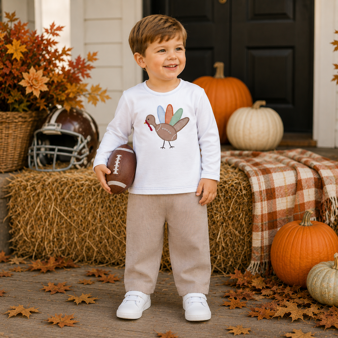 Football Turkey Applique Top &amp; Pant Set