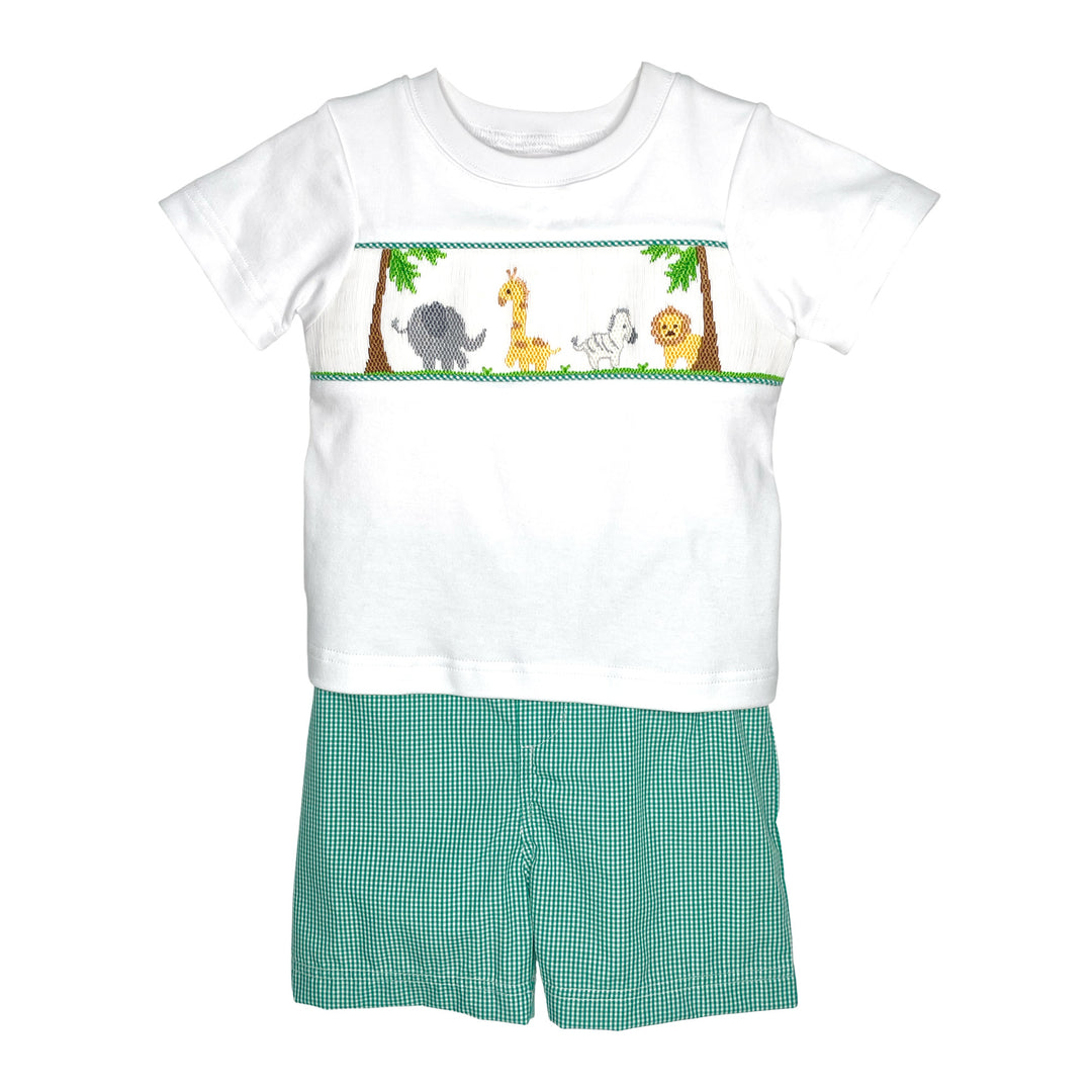 Hand Picture Smocked Safari Animal Shirt and Short Set