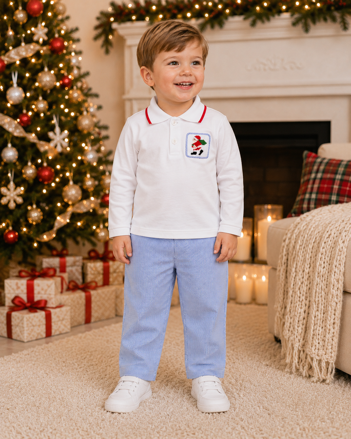 Hand Picture Smocked Christmas Top &amp; Pant Set