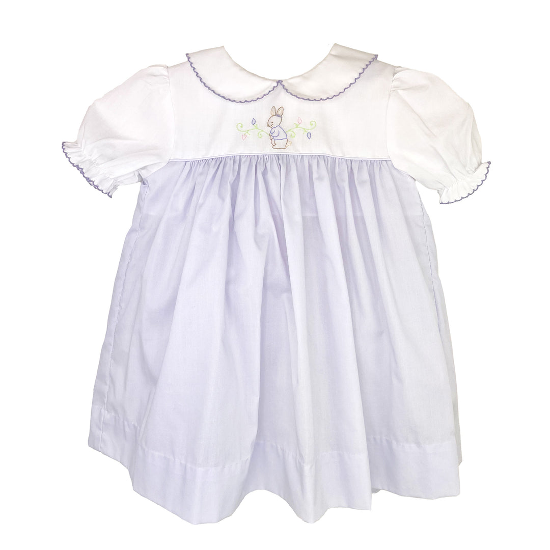 Shadow Stitch Embroidered Easter Bunny Dress | Petit Ami Girls - Spring & Summer 18M / Lavender Shadow Stitch Embroidered Easter Bunny Dress | Petit Ami Girls - Spring & Summer 18M / Lavender