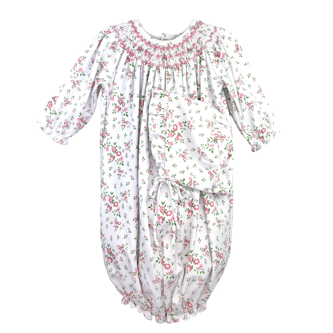 Floral Print Bishop Smocked Bag &amp; Hat