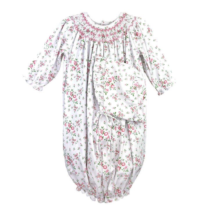 Floral Print Bishop Smocked Bag &amp; Hat
