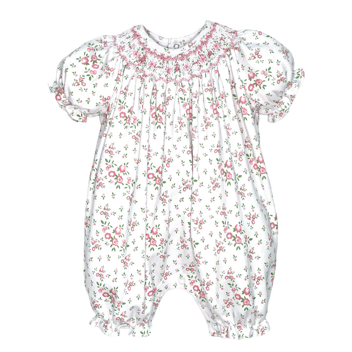 Floral Print Bishop Smocked French Bubble