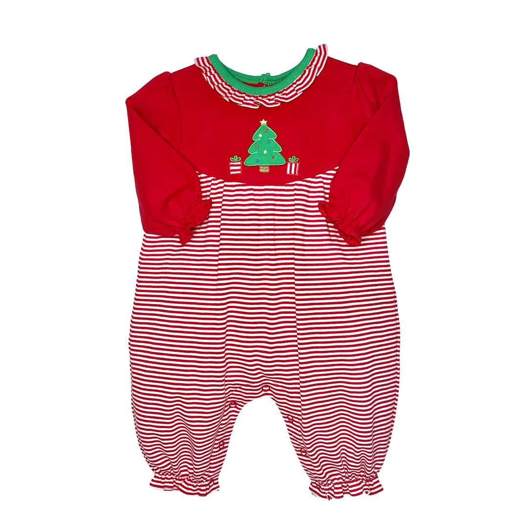 Christmas Tree Applique Longall with Ruffle Collar