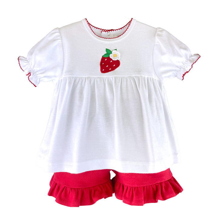 Knit Strawberry Shirt &amp; Shorts Set