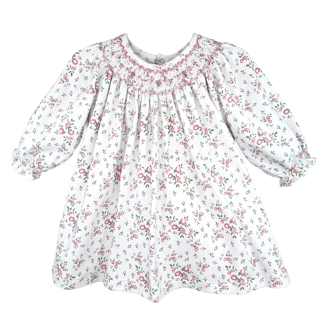 Floral Print Bishop Smocked Dress