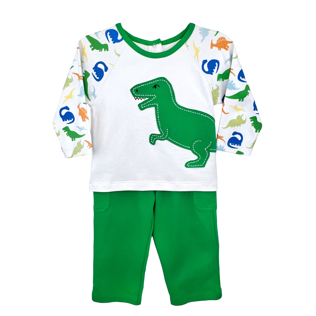 Dinosaur Print Interlock Knit Top &amp; Pant Set