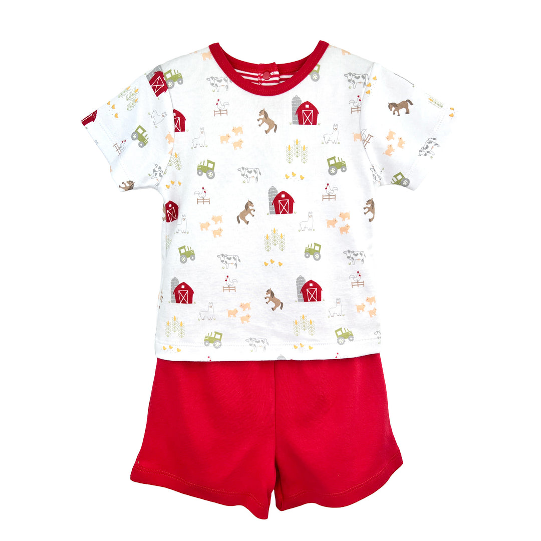 Farm Print Interlock Knit Shirt &amp; Shorts Set