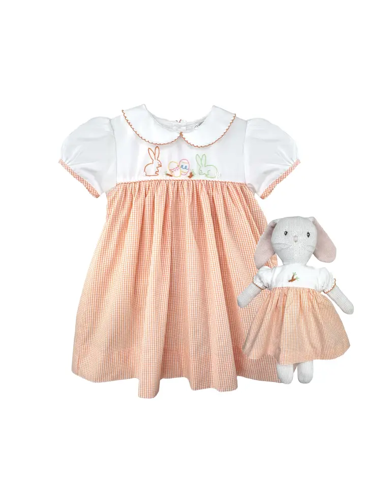 Dress with Hand Embroidered Easter Bunnies