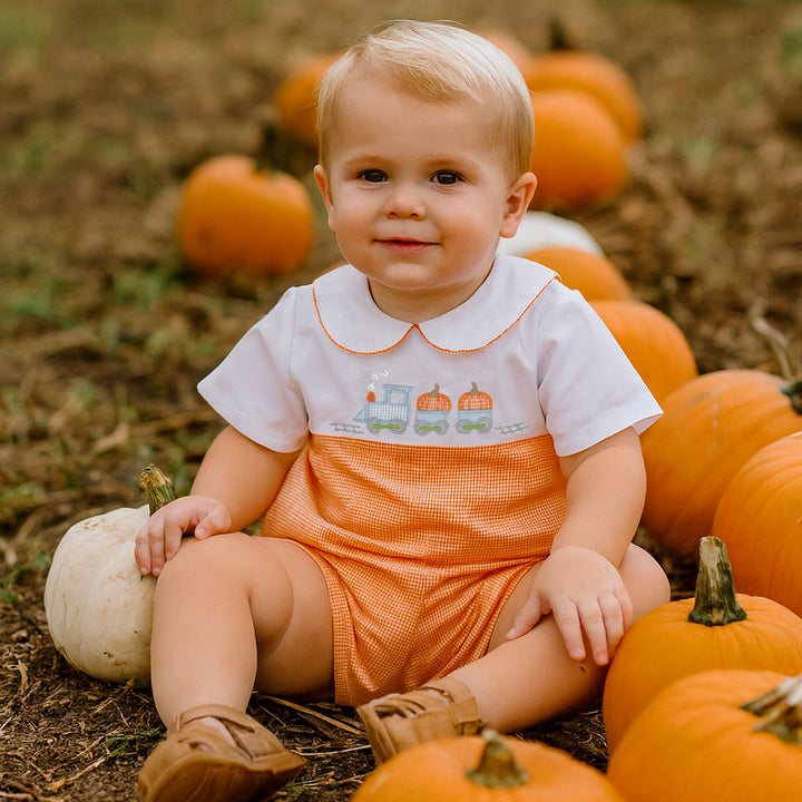 Pumpkin Train Applique Romper