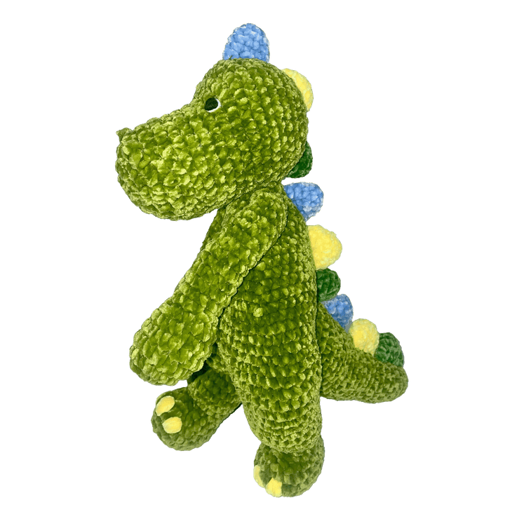 Dewey the Dinosaur Chenille Hand Crochet Doll 12"