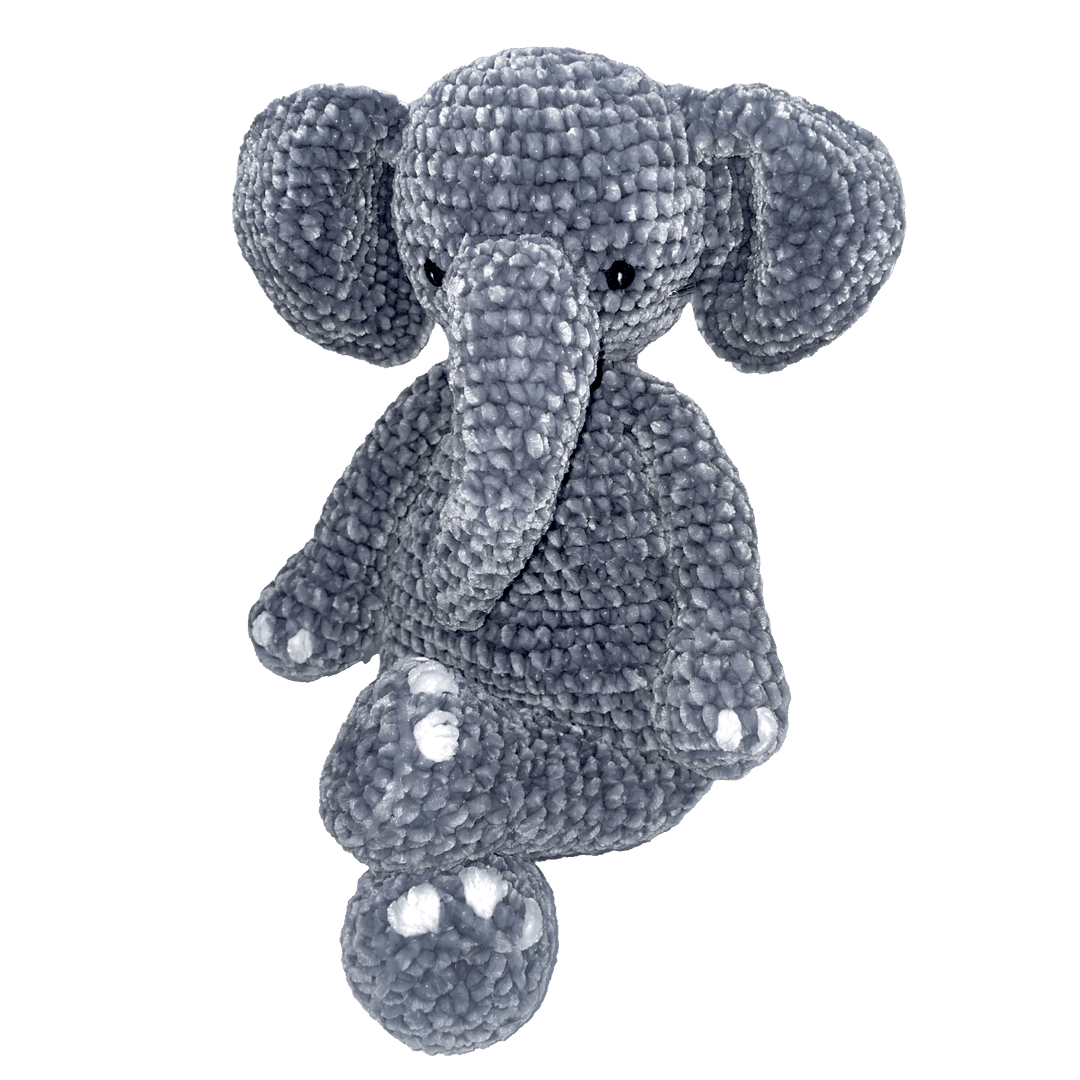 Eugene the Elephant Chenille Hand Crochet Doll 12"