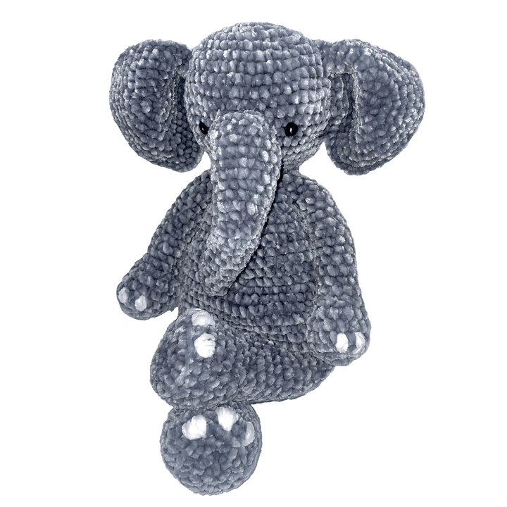 Eugene the Elephant Chenille Hand Crochet Doll 12"