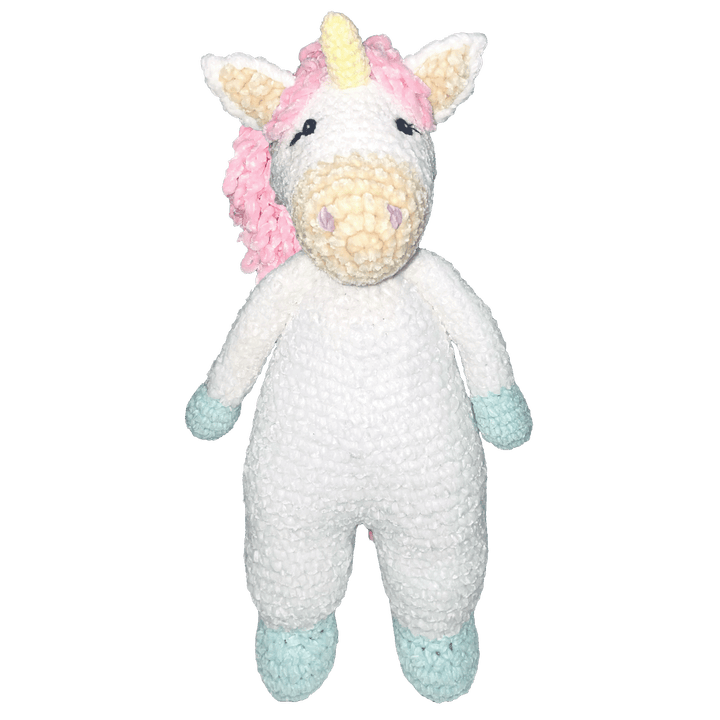 Taffy the Unicorn Chenille Crochet Doll 12"
