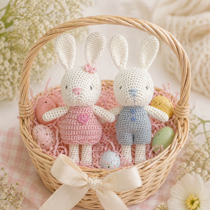 Bunny Bamboo Crochet Rattle in Pink