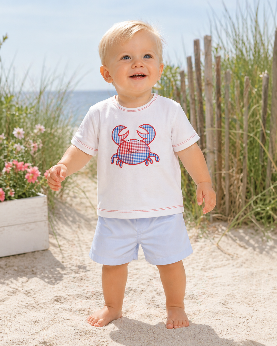 Crab Applique Shirt &amp; Shorts Set
