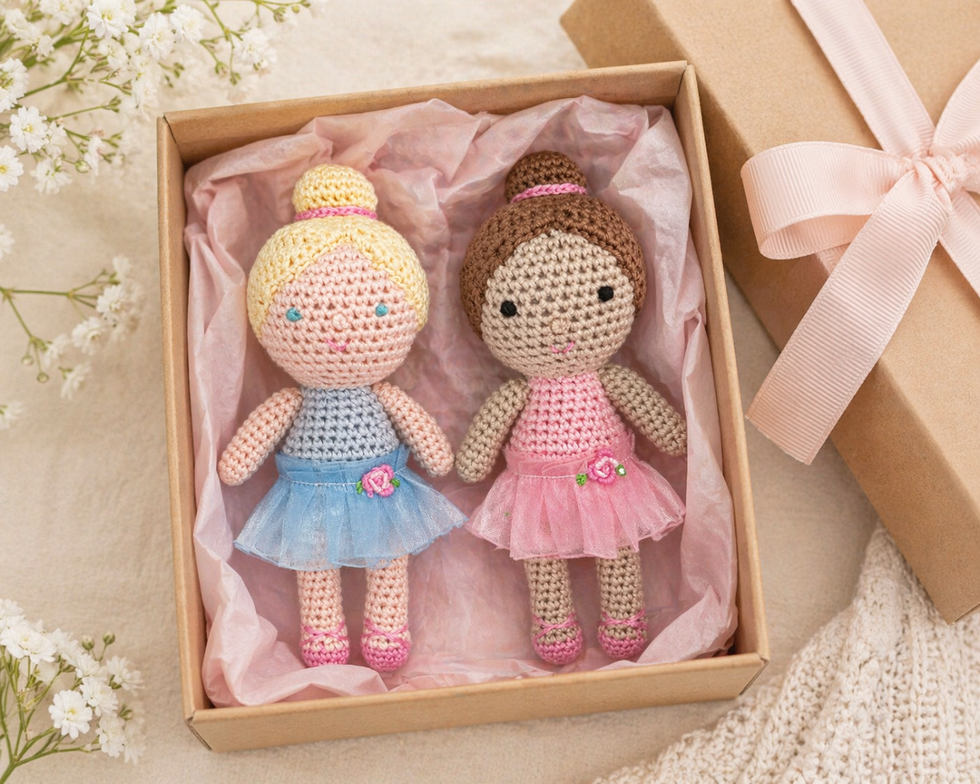 Ballerina Bamboo Crochet Rattle in Pink