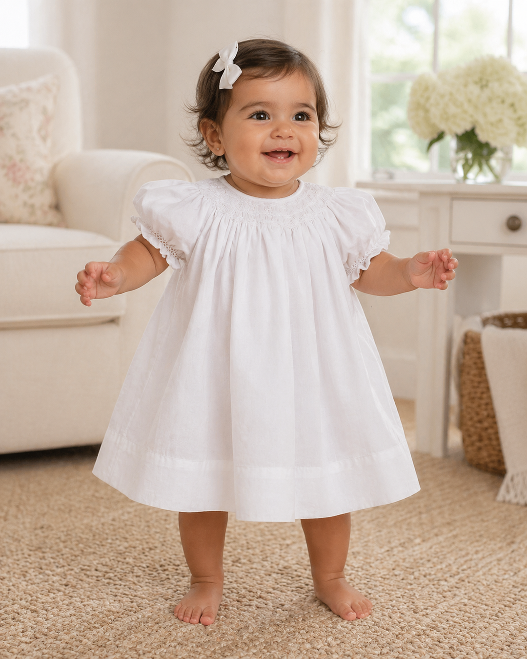 Smocked Daygown with Voile Insert