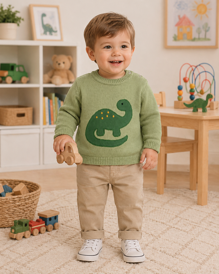 Dinosaur Applique Knit Sweater