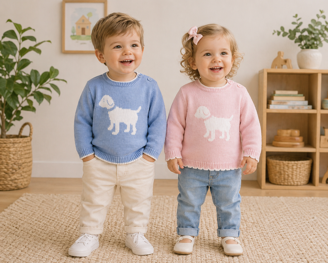 Dog Knit Sweater in Pink