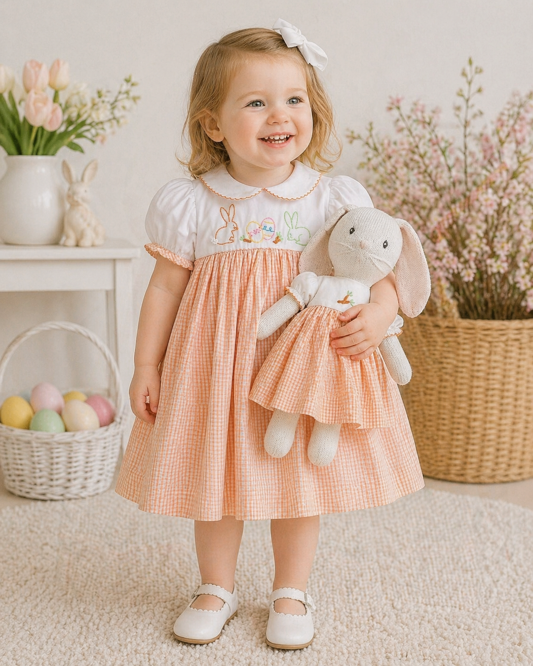 Knit Bunny Doll with Embroidered Carrot Dress