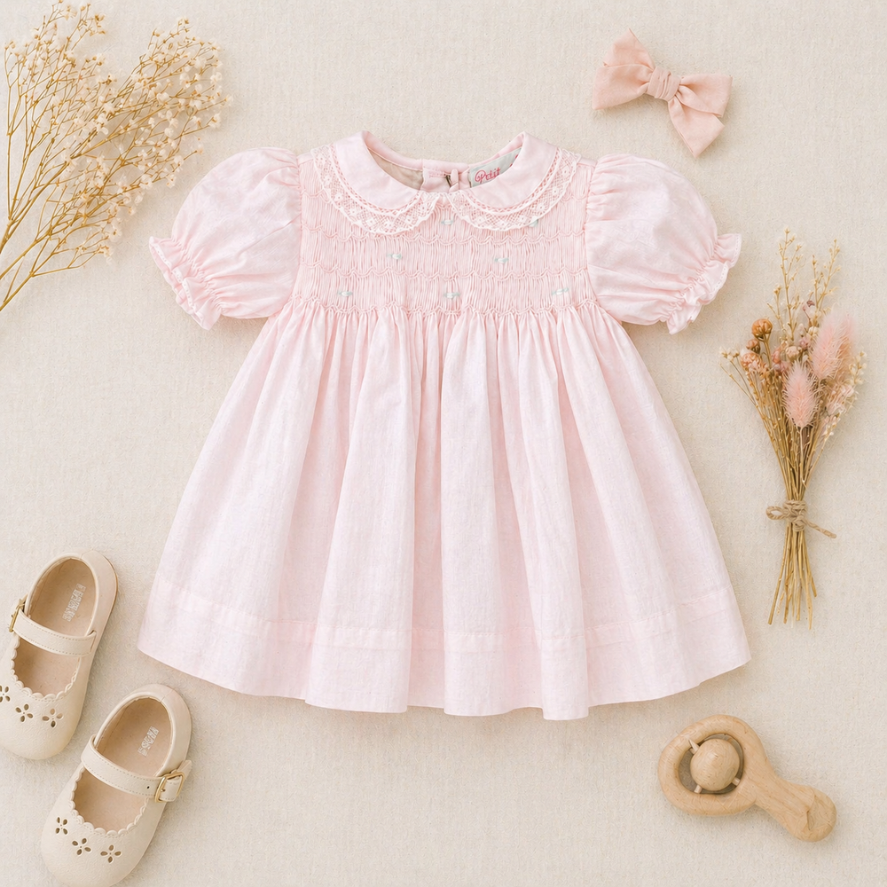 smocked dresses baby girl Hatley Soft Blue Denim Puff Sleeve Dress 7 Years Girls Pamper your precious babies with our non Newborn Girls Pink Smocked Dress