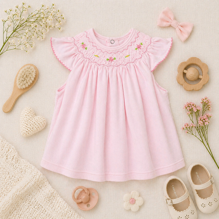 Hand Bishop Smocked Knit Top &amp; Bloomer Set