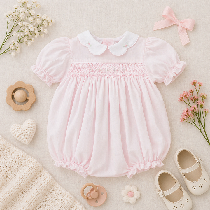 Hand Embroidered Smocked Bubble